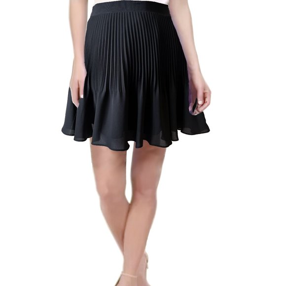 NEW! Rachel Roy Accordion Pleated Chiffon Mini Skirt Black, Size M - Picture 2 of 9